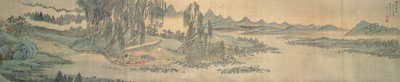 Handscroll depicting a landscape with the colophon poem, Fishing in Willow Brook, Chinese by Wang Hui